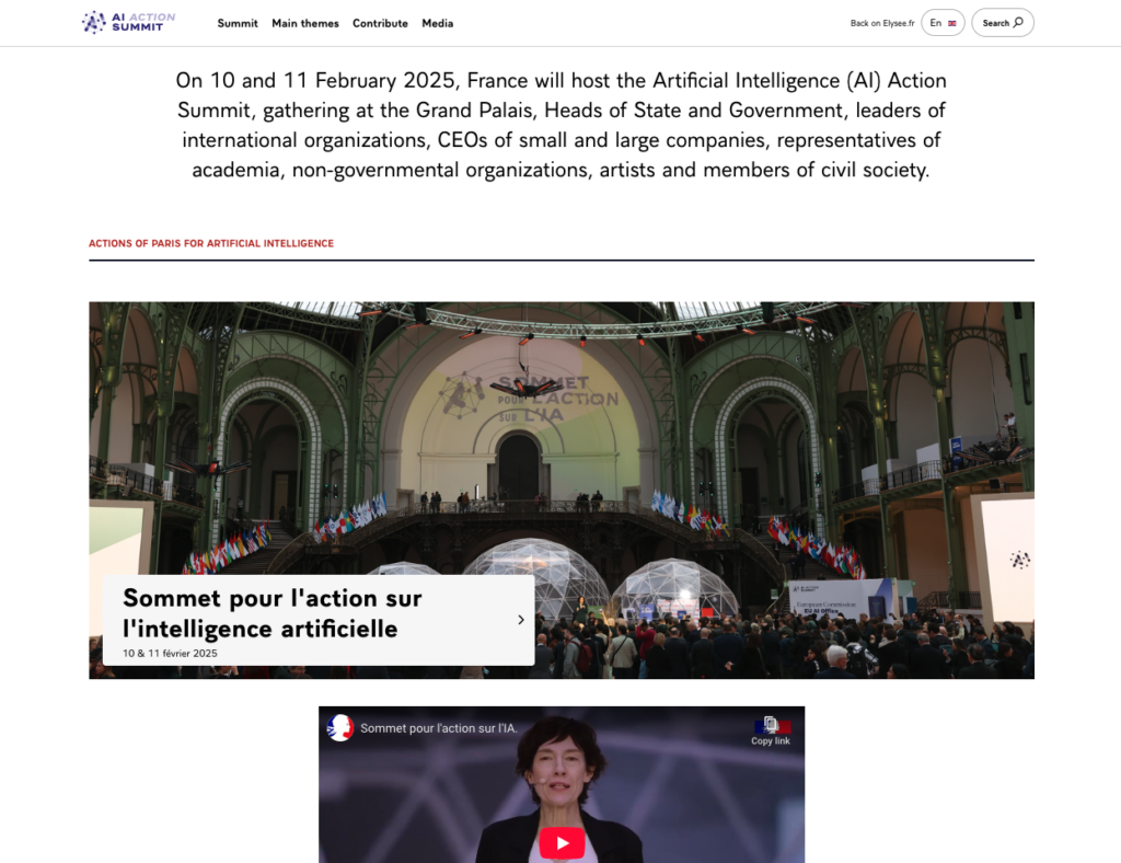 Screenshot of the February 2025 Artificial Intelligence (AI) Action Summit website.