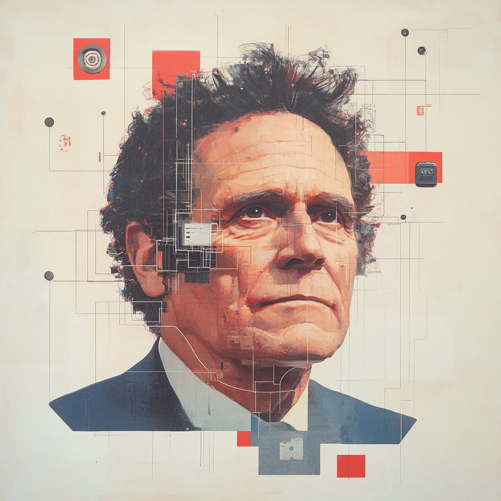 An AI-generated image of Neil Postman from the prompt Five Things We Need to Know About Technological Change Neil Postman poster.