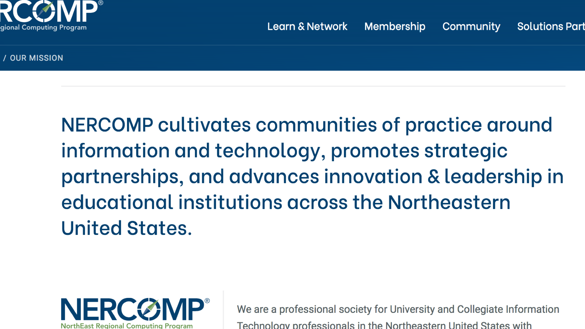 screenshot from NERCOMP website